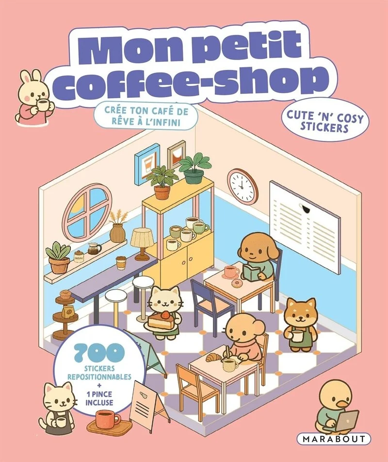 Cozy Stickers – Mon Petit Coffee Shop | 700 stickers repositionnables & 6 scènes café