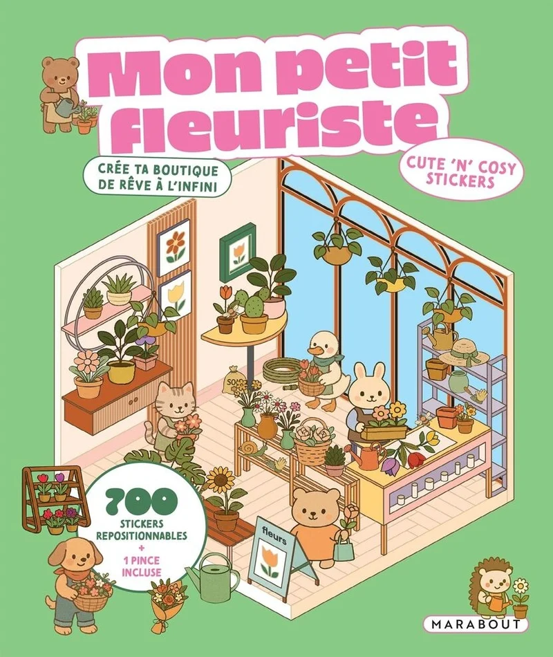 Cozy Stickers Mon Petit Fleuriste | 700 stickers créatifs & 6 scènes florales