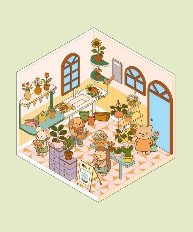 Cozy Stickers Mon Petit Fleuriste | 700 stickers créatifs & 6 scènes florales