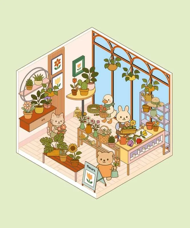 Cozy Stickers Mon Petit Fleuriste | 700 stickers créatifs & 6 scènes florales