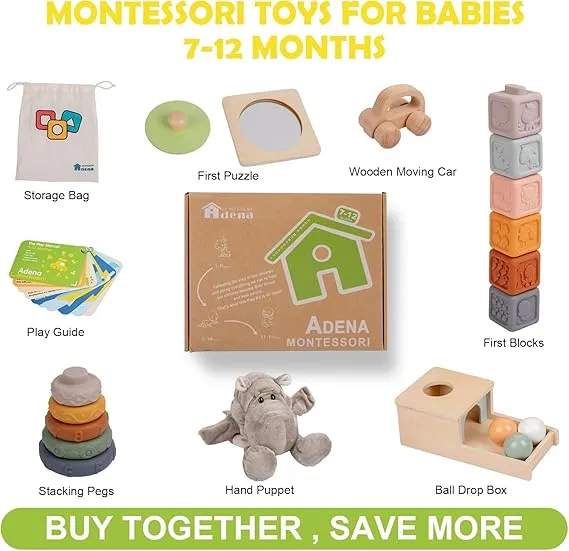 Adena Montessori Toys for Toddlers (7-12 Months) Montessori Play Kits