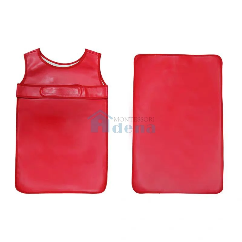 Adena Montessori Materials Kid Easy-Fasten Water-Resistant Apron with Pad