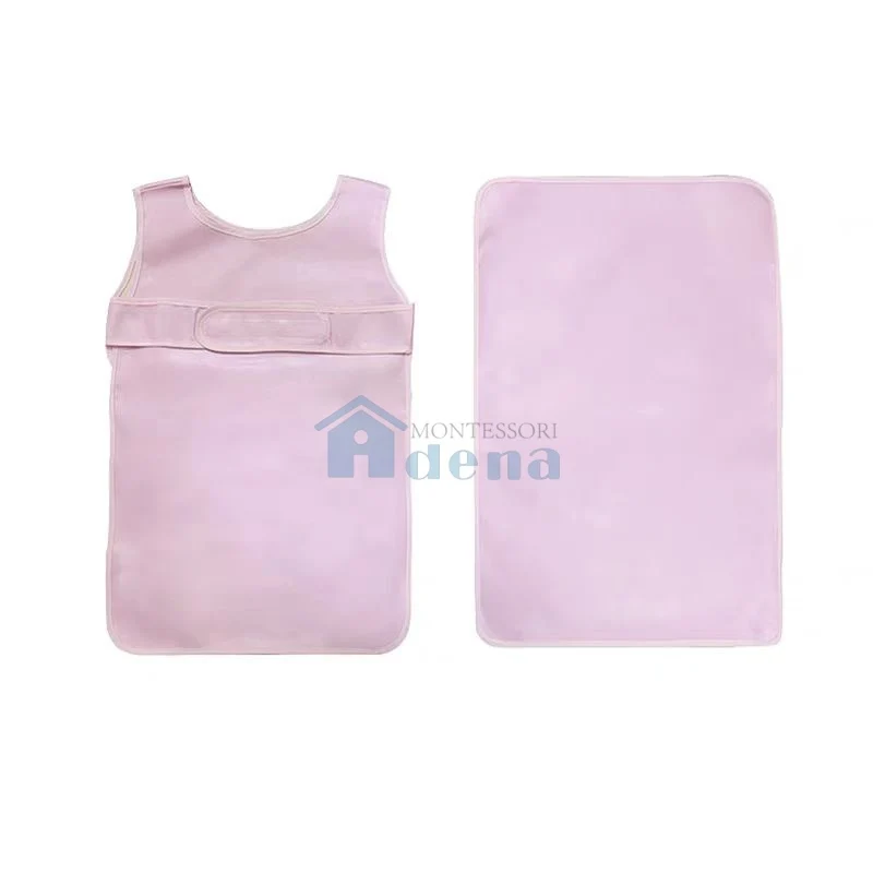 Adena Montessori Materials Kid Easy-Fasten Water-Resistant Apron with Pad