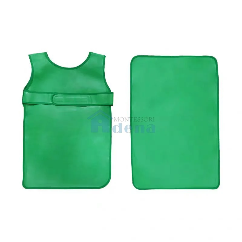 Adena Montessori Materials Kid Easy-Fasten Water-Resistant Apron with Pad