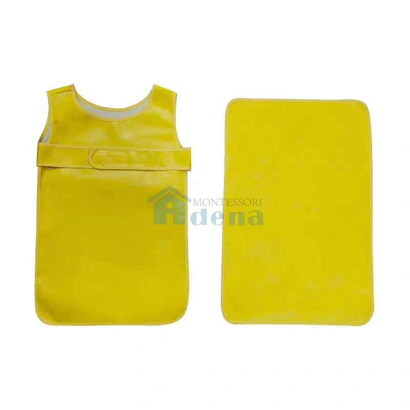 Adena Montessori Materials Kid Easy-Fasten Water-Resistant Apron with Pad
