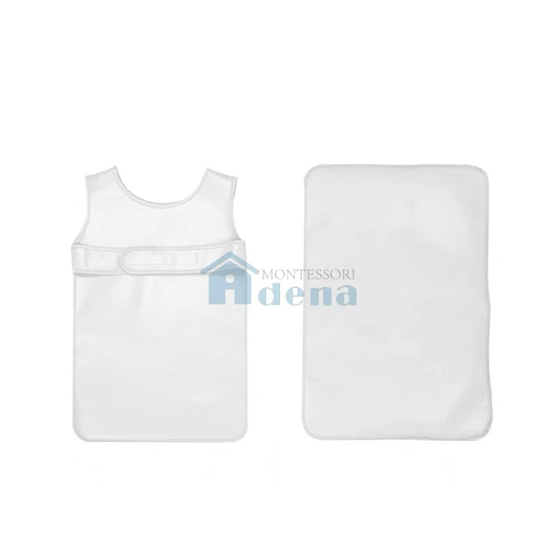 Adena Montessori Materials Kid Easy-Fasten Water-Resistant Apron with Pad