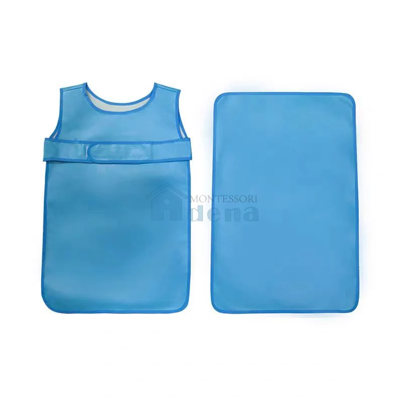 Adena Montessori Materials Kid Easy-Fasten Water-Resistant Apron with Pad