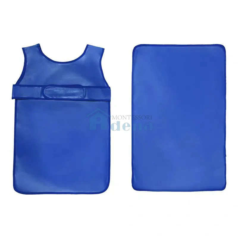 Adena Montessori Materials Kid Easy-Fasten Water-Resistant Apron with Pad