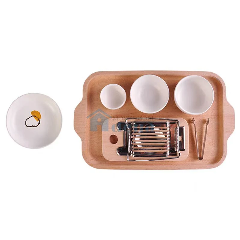 Adena Montessori Practical Life Materials Pealing & Cutting Eggs Activity With Tray
