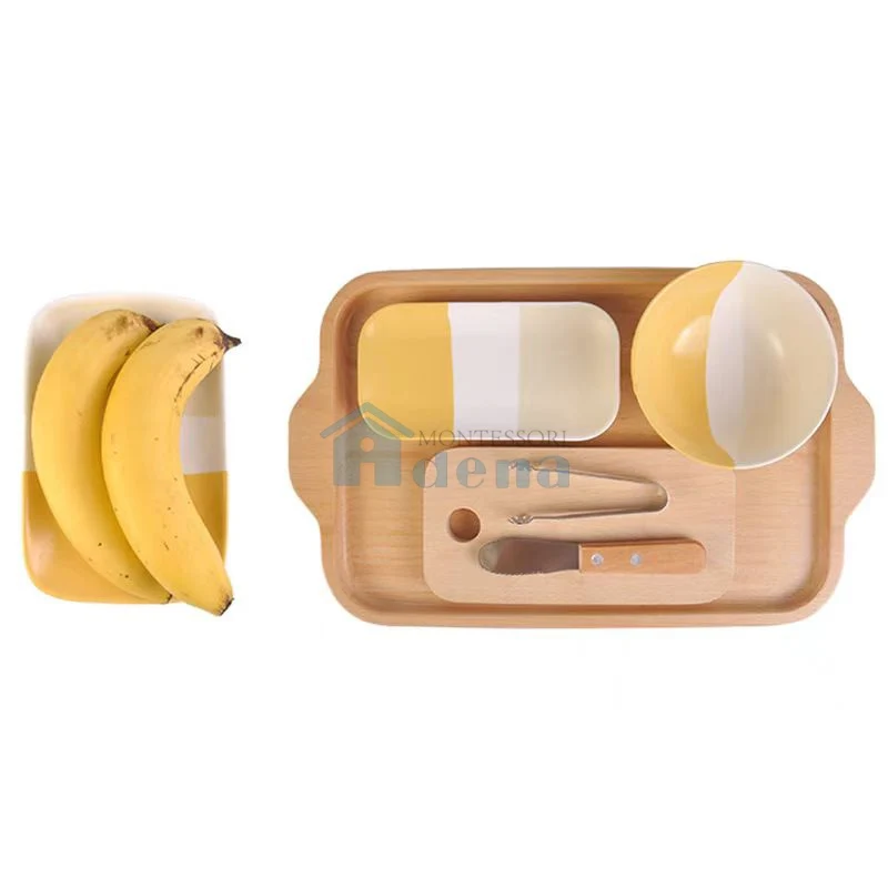 Adena Montessori Practical Life Materials Cutting Fruits: Bananas Activity With Tray