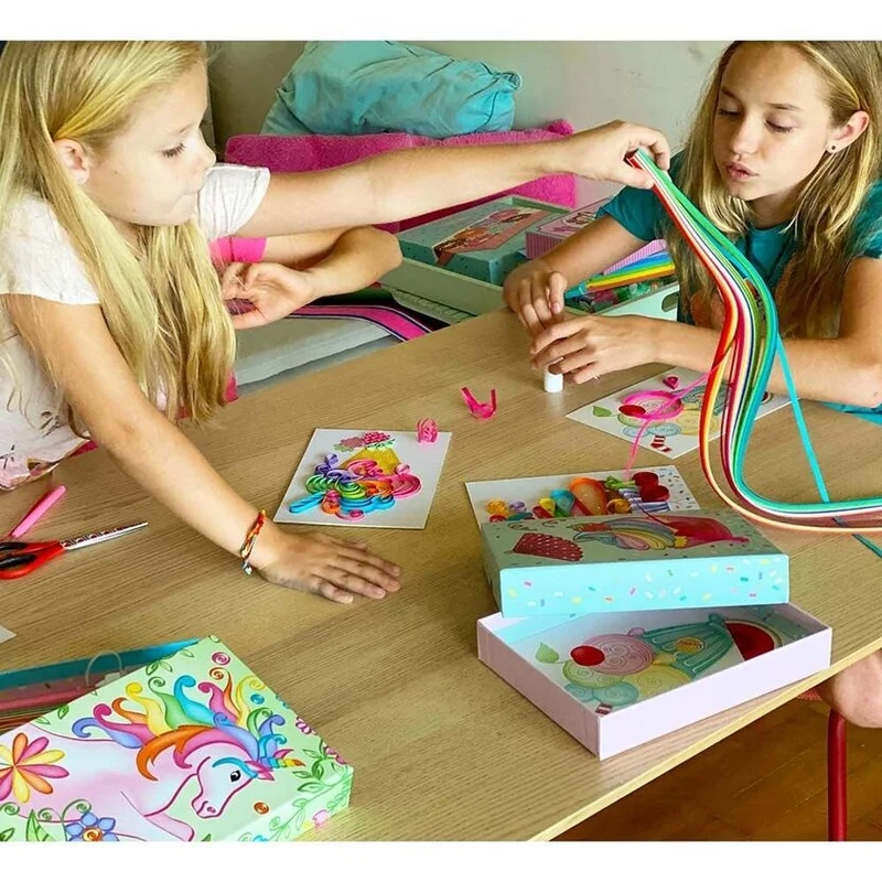 Coffret Quilling Licorne BOX CANDIY® – Kit Créatif Papier Enfant DIY dès 6 ans