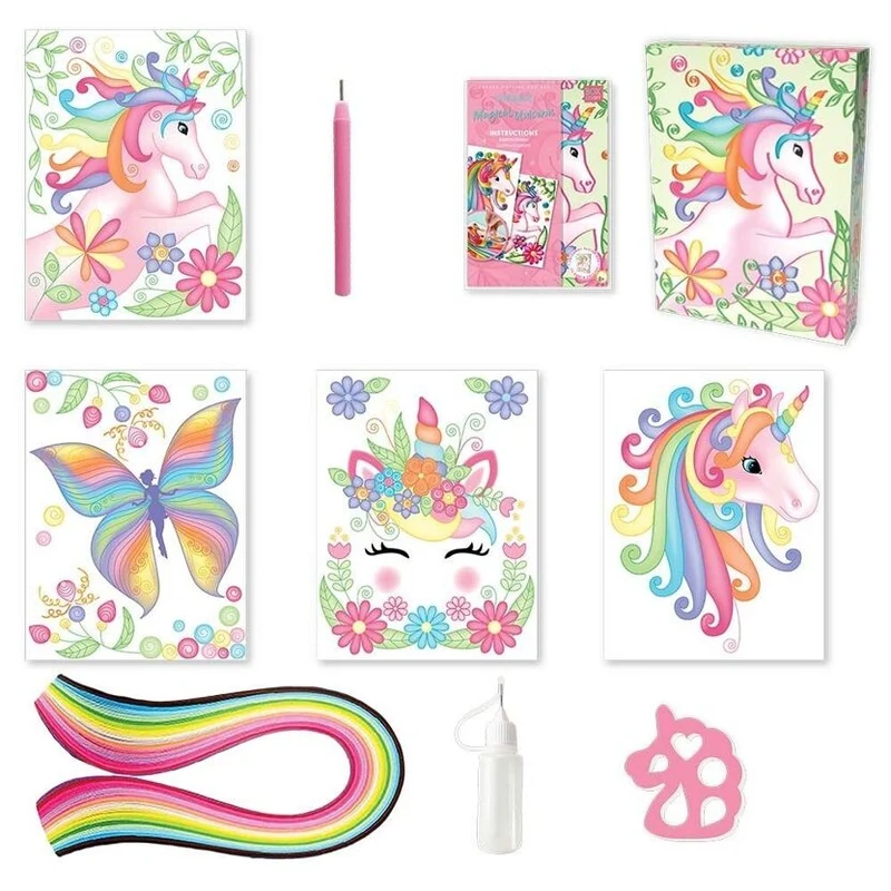 Coffret Quilling Licorne BOX CANDIY® – Kit Créatif Papier Enfant DIY dès 6 ans