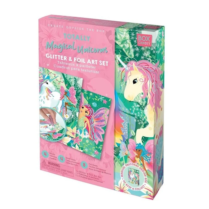 Kit Créatif Paillettes & Feuilles Enfant BOX CANDIY® – Forêt Magique Licornes & Fées Dès 6 Ans