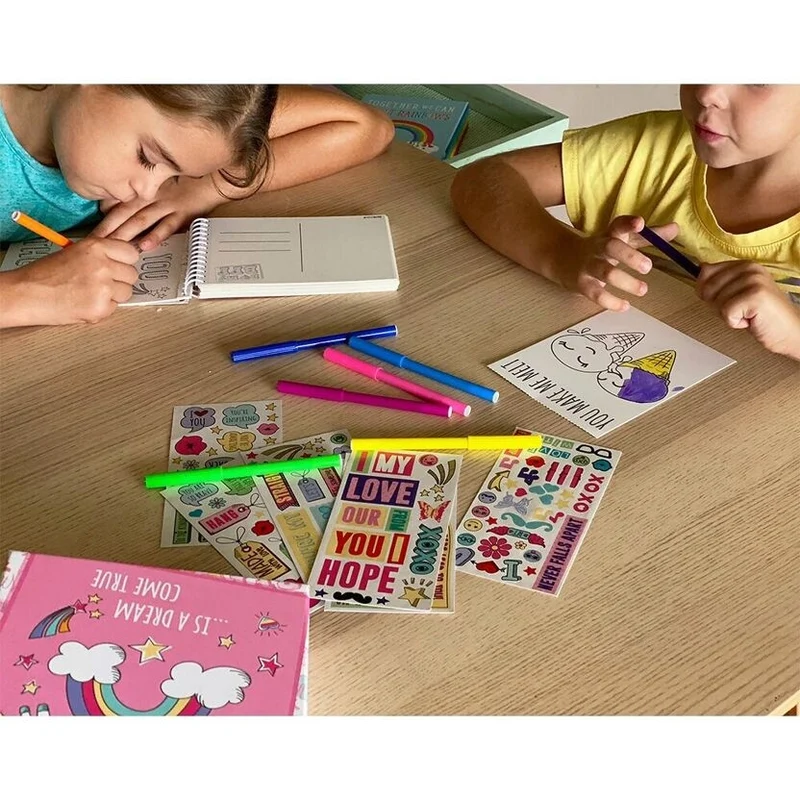 Kit Créatif Cartes Postales Enfant BOX CANDIY® Totally Friends – Coffret DIY Messages & Dessins Dès 6 Ans