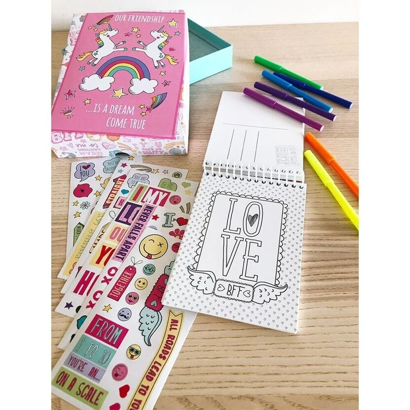 Kit Créatif Cartes Postales Enfant BOX CANDIY® Totally Friends – Coffret DIY Messages & Dessins Dès 6 Ans