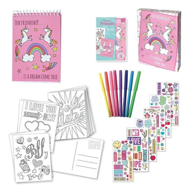 Kit Créatif Cartes Postales Enfant BOX CANDIY® Totally Friends – Coffret DIY Messages & Dessins Dès 6 Ans