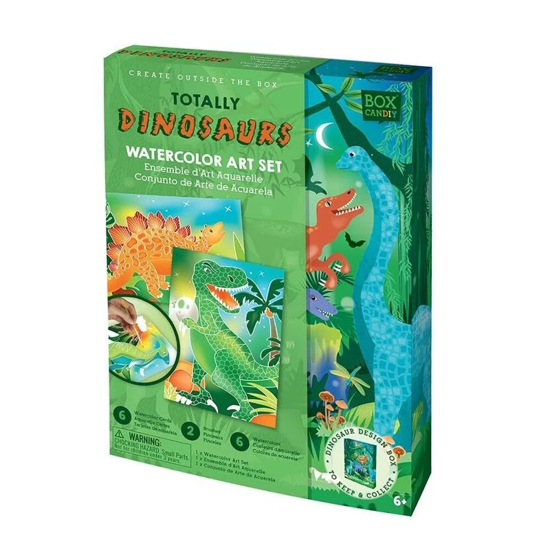 Kit Aquarelle Enfant Dinosaures BOX CANDIY® – Coffret Créatif Peinture Préhistorique Dès 6 Ans