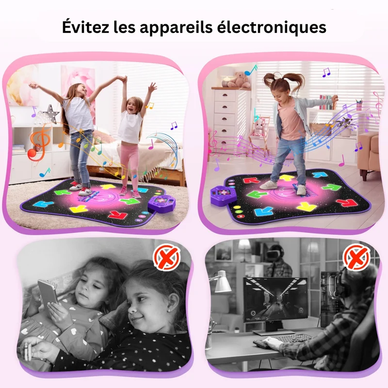 Tapis de danse Bluetooth lumineux à LED pour enfants – Tapis de danse musical sans fil