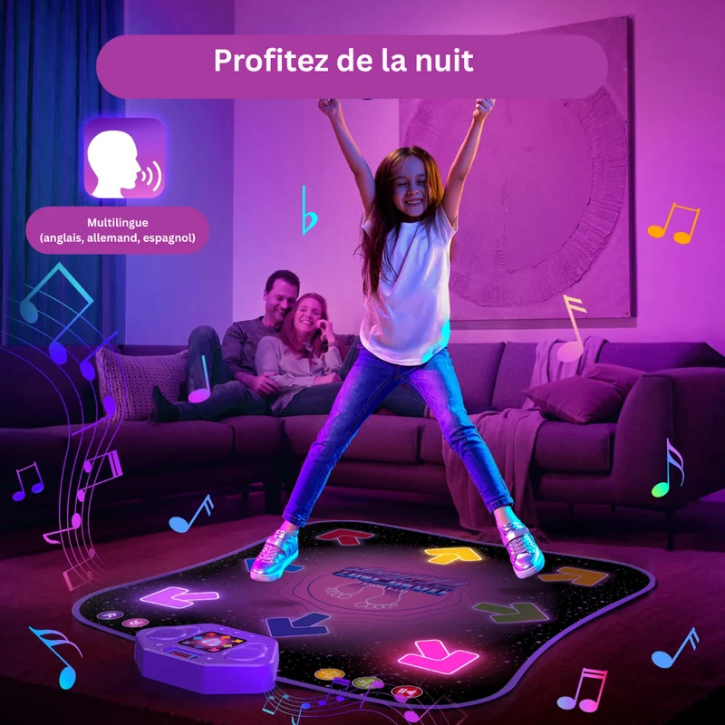 Tapis de danse Bluetooth lumineux à LED pour enfants – Tapis de danse musical sans fil