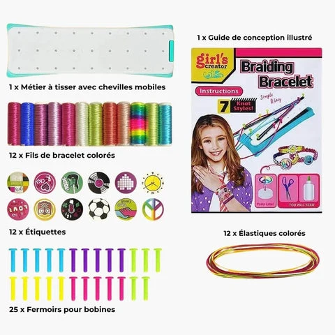 Kit de tressage de bracelets pour enfants – Activité manuelle de création de bijoux pour enfants