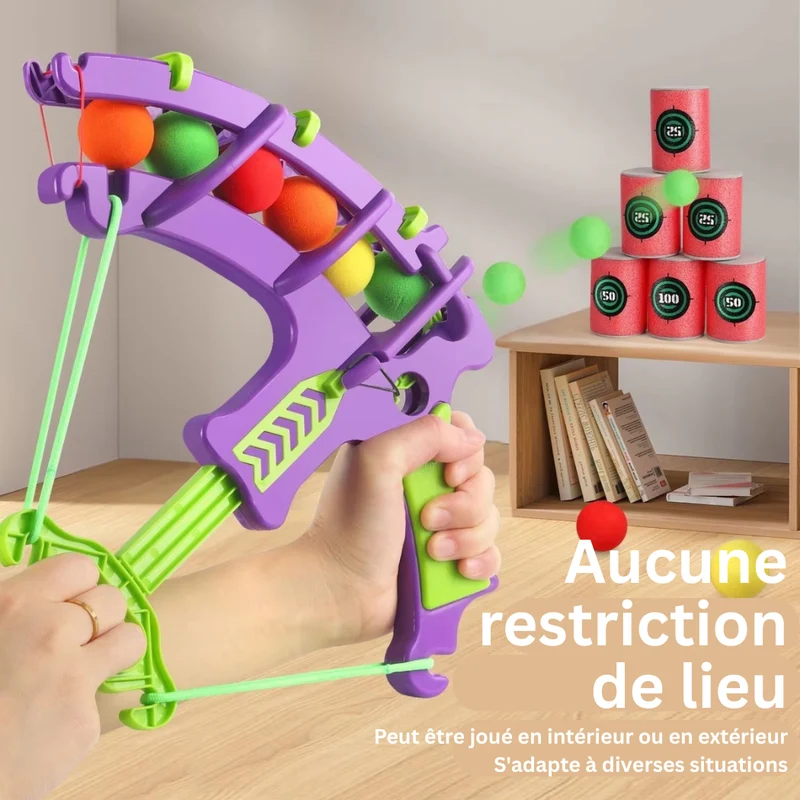 Ensemble de jouets de tir à l'arc pour enfants – Jeu de tir à l'arc et à la flèche avec balles en mousse et boîtes de conserve