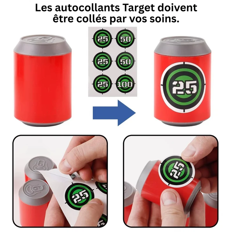 Ensemble de jouets de tir à l'arc pour enfants – Jeu de tir à l'arc et à la flèche avec balles en mousse et boîtes de conserve
