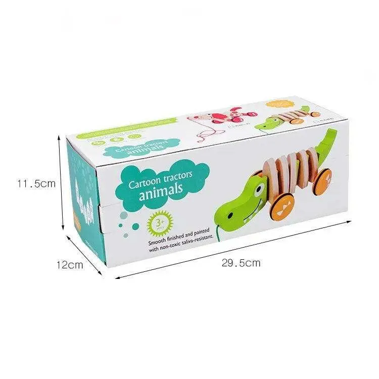 Jouet à tirer en bois pour tout-petits – Jouet éducatif à tirer en forme de chien et de crocodile pour enfants