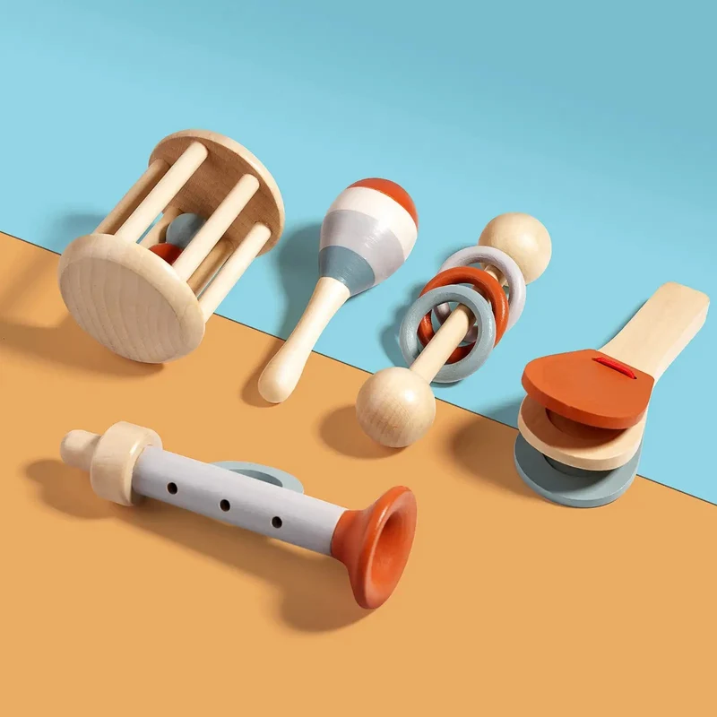 Coffret 7 Instruments de Musique Montessori en Bois – Éveil Musical & Sensoriel (1–3 ans)