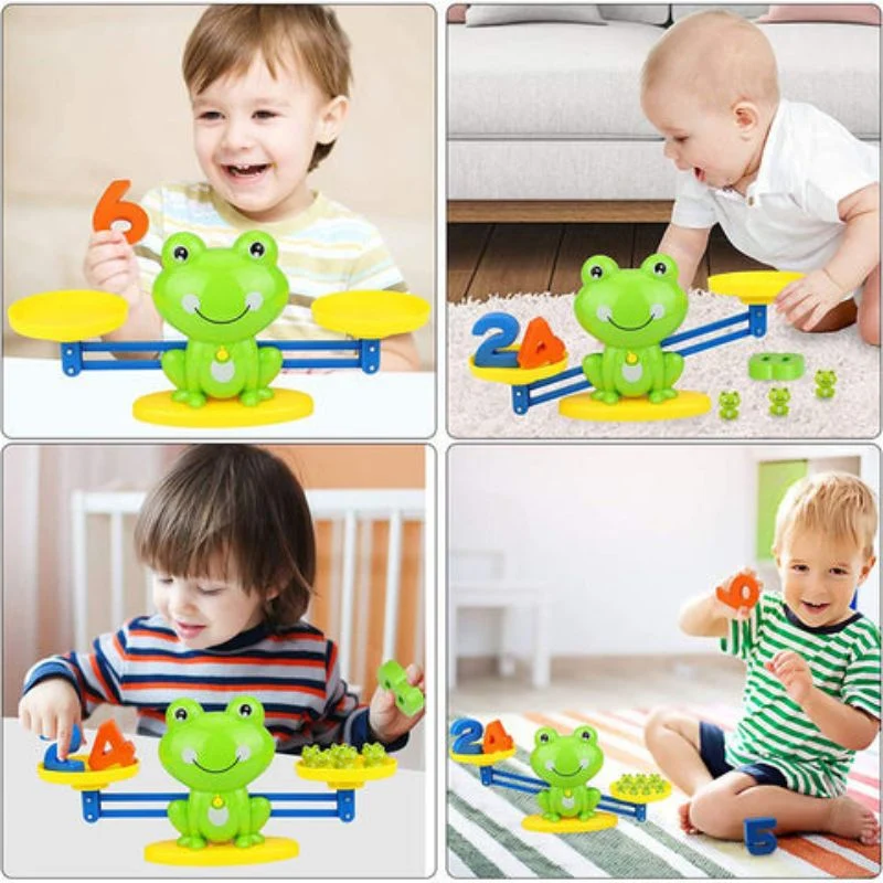 Jouet Montessori pour compter les grenouilles – Balance mathématique éducative pour les enfants d'âge préscolaire