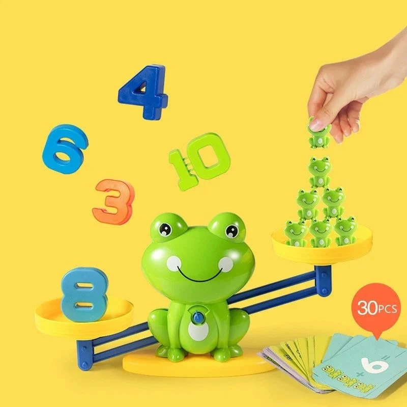 Jouet Montessori pour compter les grenouilles – Balance mathématique éducative pour les enfants d'âge préscolaire