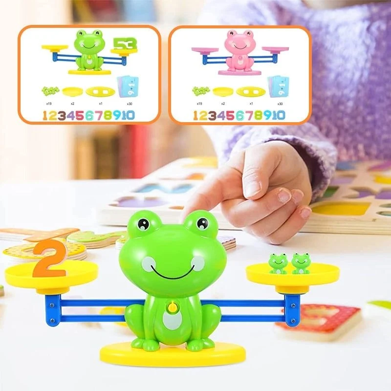 Jouet Montessori pour compter les grenouilles – Balance mathématique éducative pour les enfants d'âge préscolaire