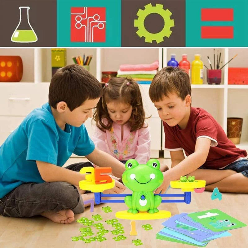 Jouet Montessori pour compter les grenouilles – Balance mathématique éducative pour les enfants d'âge préscolaire