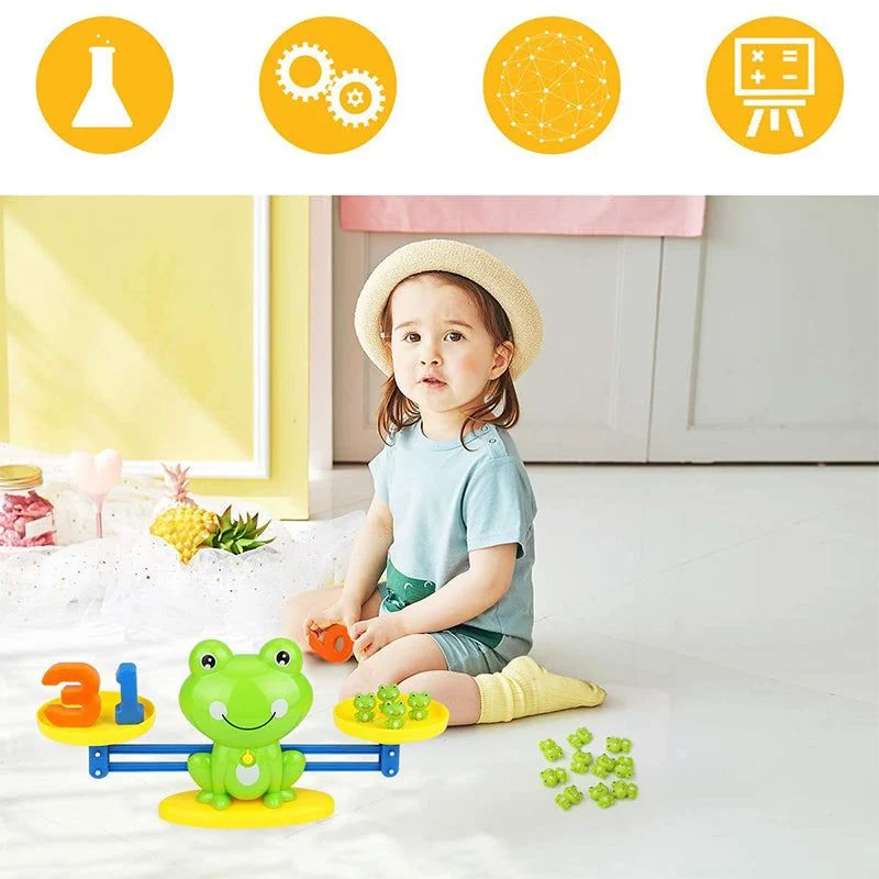 Jouet Montessori pour compter les grenouilles – Balance mathématique éducative pour les enfants d'âge préscolaire