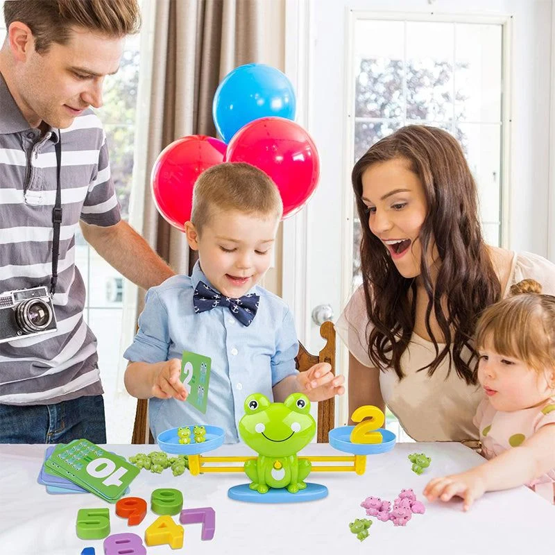 Jouet Montessori pour compter les grenouilles – Balance mathématique éducative pour les enfants d'âge préscolaire