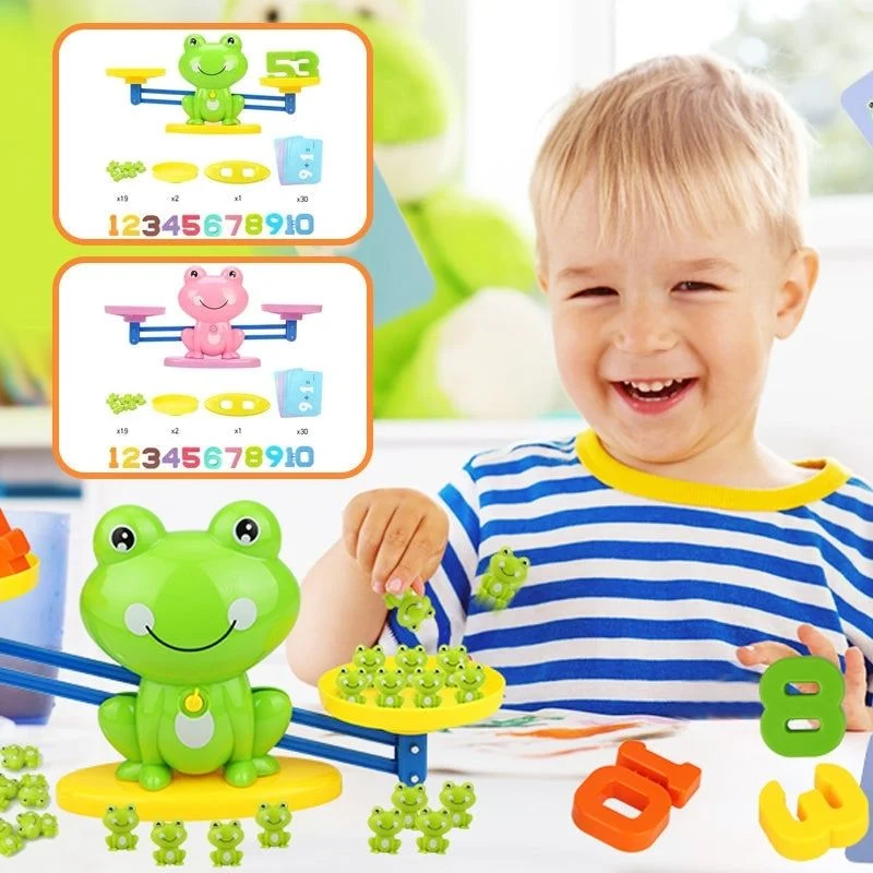 Jouet Montessori pour compter les grenouilles – Balance mathématique éducative pour les enfants d'âge préscolaire