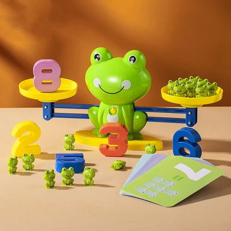 Jouet Montessori pour compter les grenouilles – Balance mathématique éducative pour les enfants d'âge préscolaire