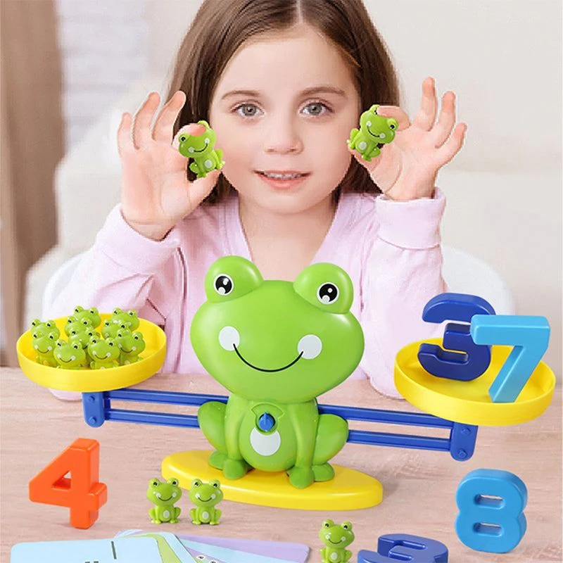 Jouet Montessori pour compter les grenouilles – Balance mathématique éducative pour les enfants d'âge préscolaire