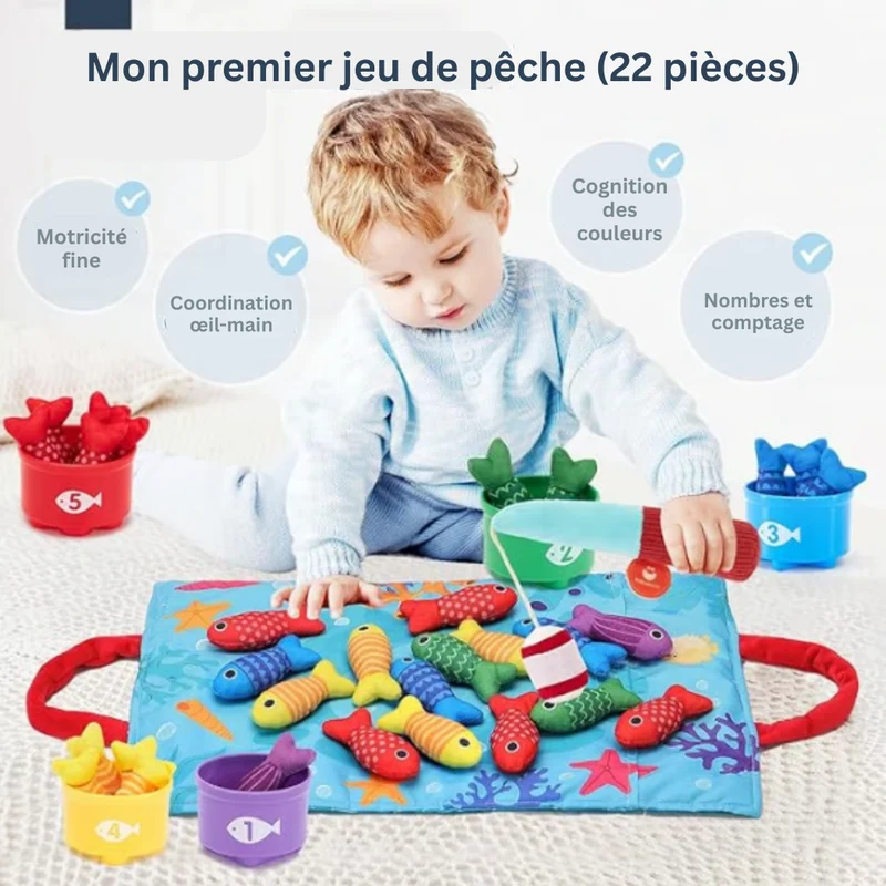 Jeu de pêche magnétique Montessori pour tout-petits – Jouet éducatif pour garçons et filles de 1 à 3 ans