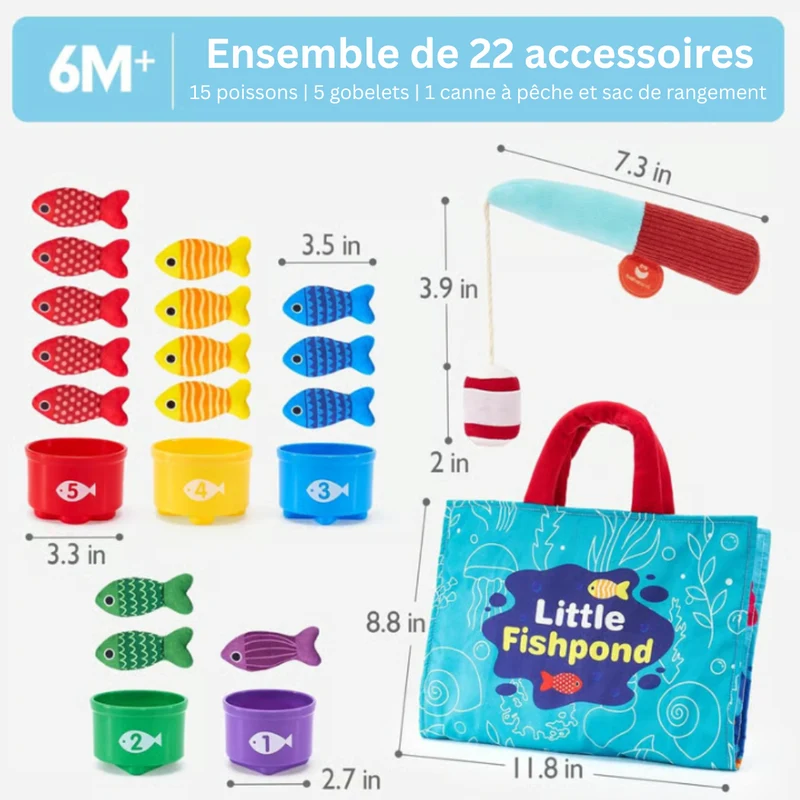 Jeu de pêche magnétique Montessori pour tout-petits – Jouet éducatif pour garçons et filles de 1 à 3 ans