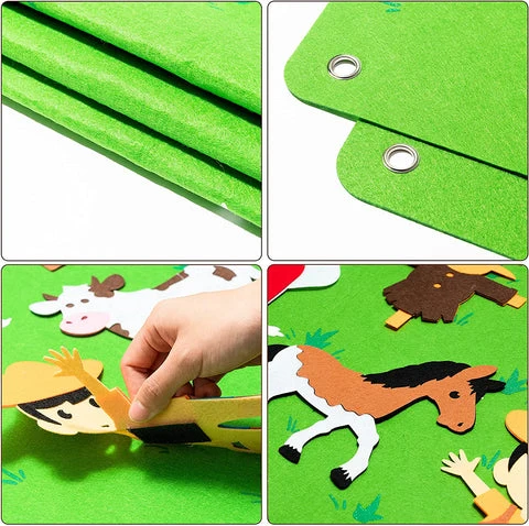 Tableau en flanelle Ferme Montessori – Ensemble éducatif de 33 animaux pour enfants