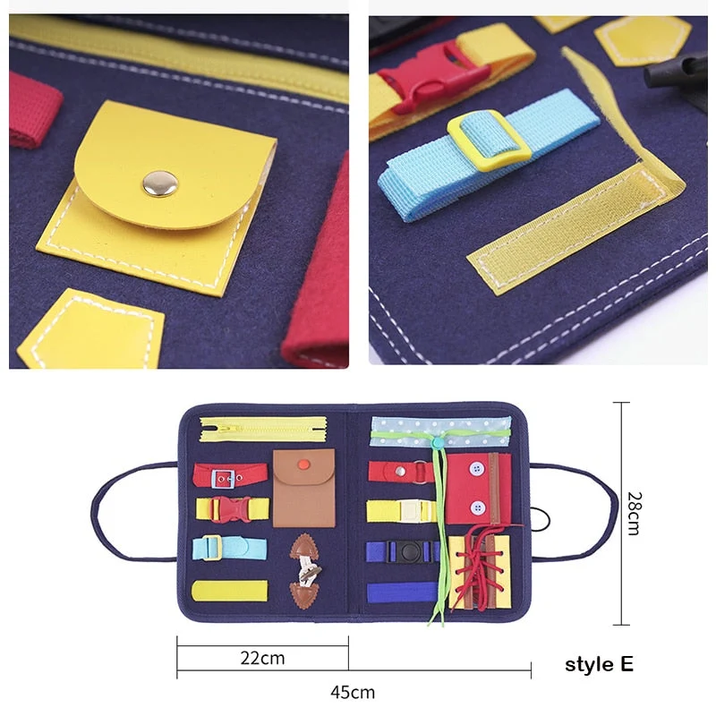 Busy Board Montessori – Tableau d'Activités Éducatif pour Apprendre à S'habiller Seul (1–4 ans)