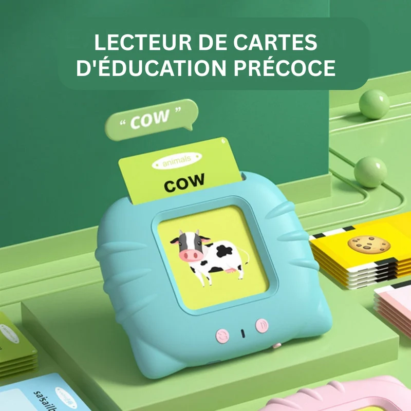 Appareil Éducatif Parlant Montessori avec Cartes Flash – Jouet d’Apprentissage Interactif pour Enfants
