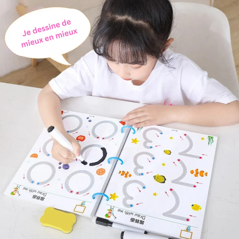 Ensemble de Livres de Traçage Magiques pour Enfants – Cahiers Réutilisables d’Écriture, Lettres et Chiffres Montessori