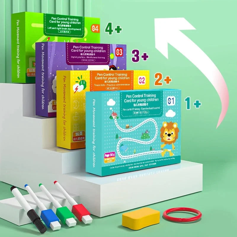 Ensemble de Livres de Traçage Magiques pour Enfants – Cahiers Réutilisables d’Écriture, Lettres et Chiffres Montessori