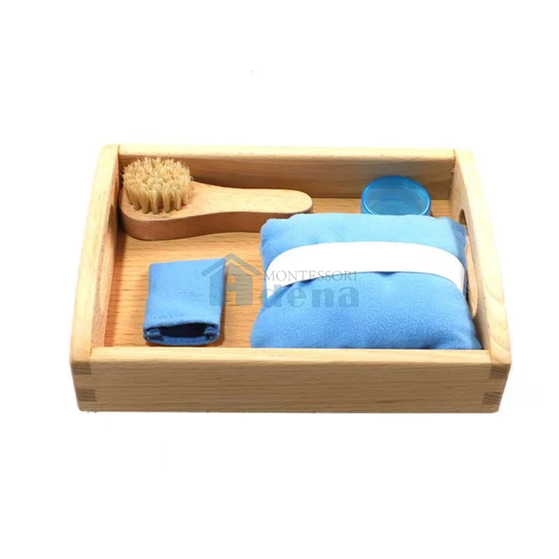 Adena Montessori Practical Life activity Washing Tennis Shoes set with a waterproof pad