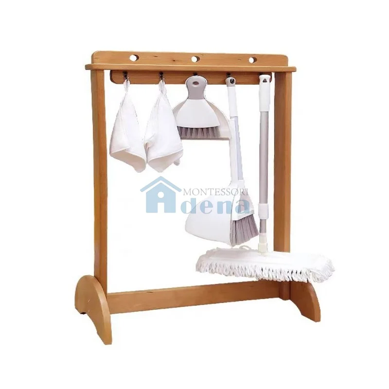 Adena Montessori Practical Life Materials Cleaning Tools with Rack -set of 5