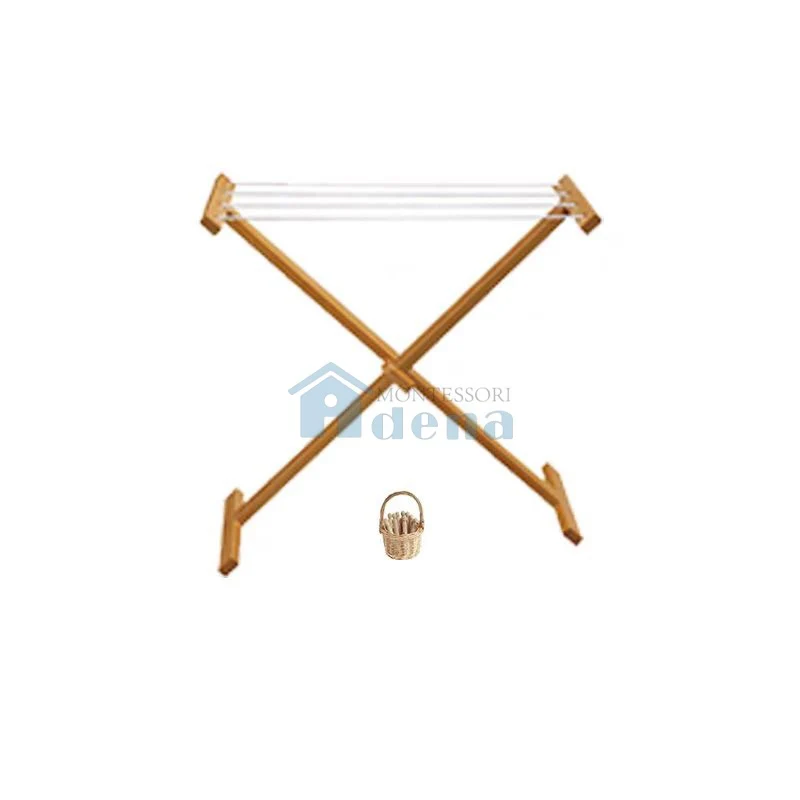 Adena Montessori Practical Life Materials Wooden Clothes Drying Rack