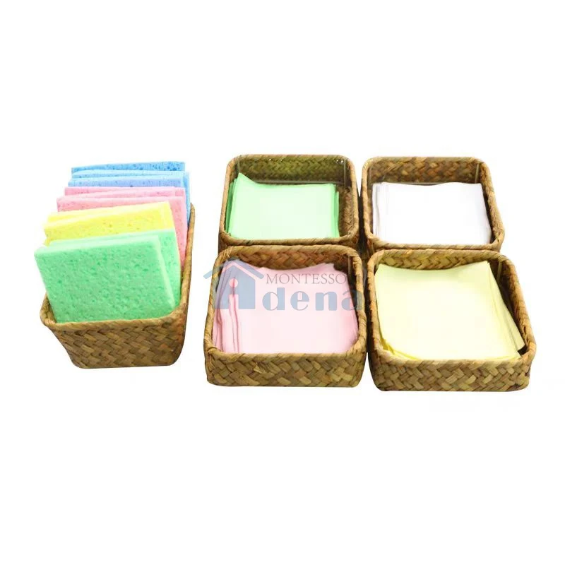 Adena Montessori Practical Life Materials Polishing Cloth Set and Sponge