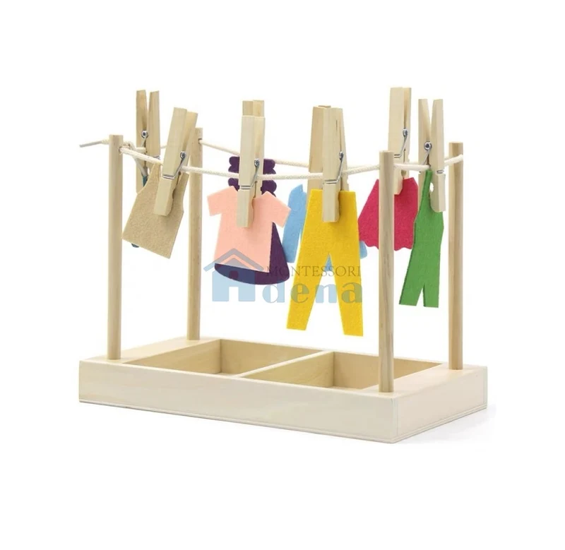 Adena Montessori Kids Wooden Educational Toy Using Clothespins