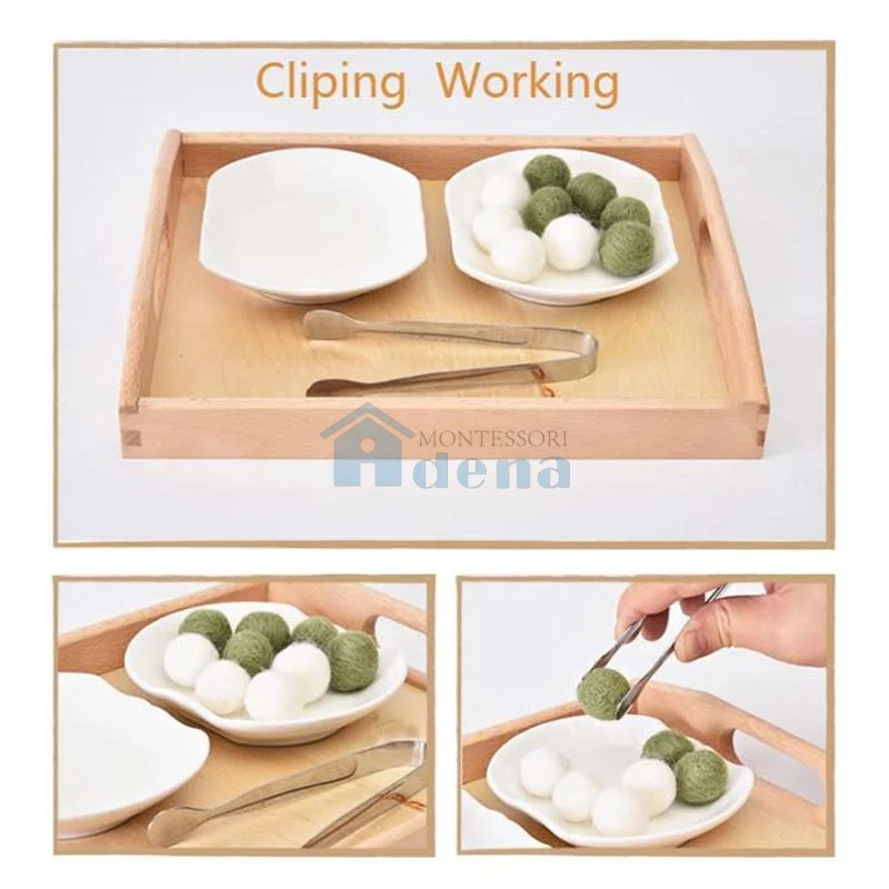 Adena Montessori Practical Life Materials Clipping Activity With Tray